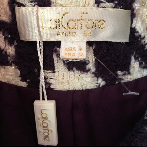 💝✨euro Sz 38 Tweed coat fitted waist line in purple and beige check - Picture 8 of 9